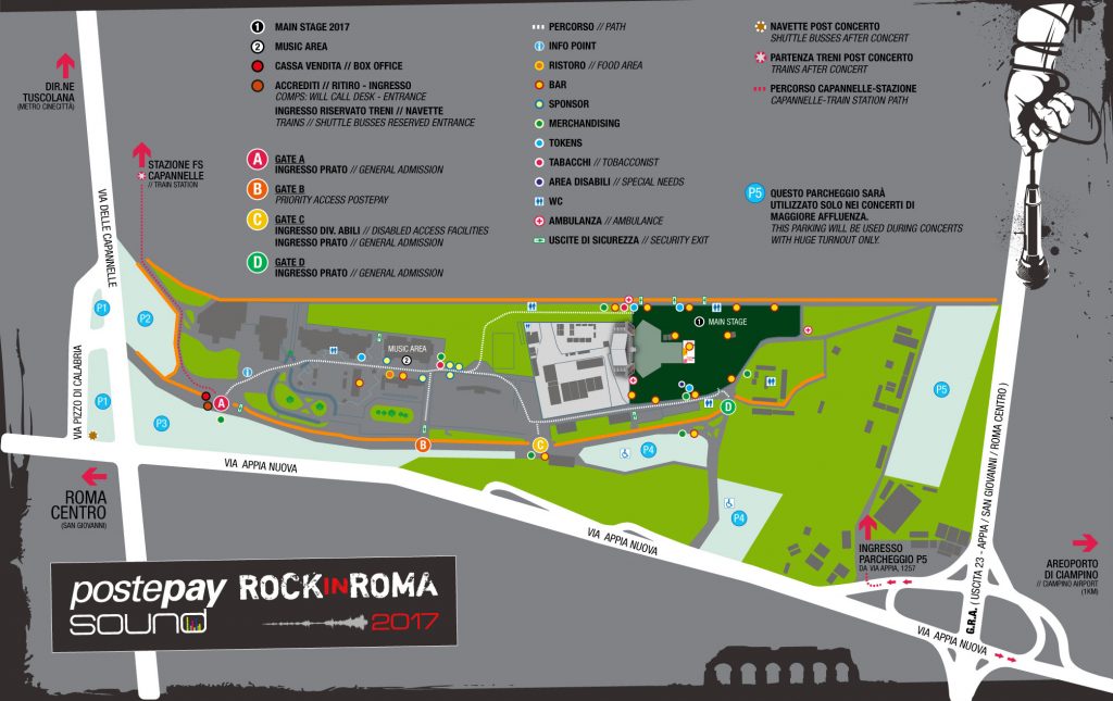 Rock In Roma 2017: mappa